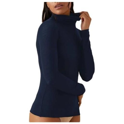 JADEA maglia donna 4066 dolcevita manica lunga in modal e cashmere natural, taglia m