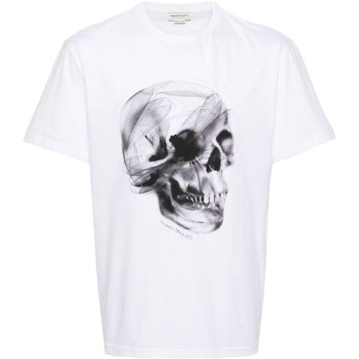 Alexander McQueen t-shirt dragonfly skull con stampa - bianco
