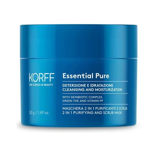 KORFF Srl korff essential maschera 2 in 1 - effetto purificante e scrub viso uniformante - 50 g