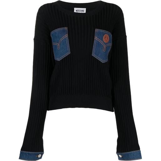 MOSCHINO JEANS maglione con design patchwork - nero