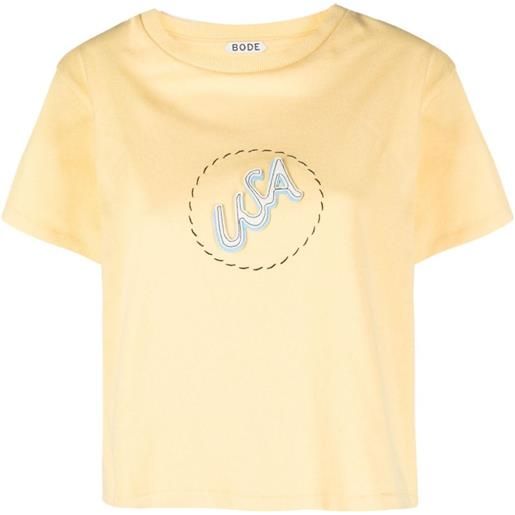 BODE t-shirt crop con applicazione - giallo
