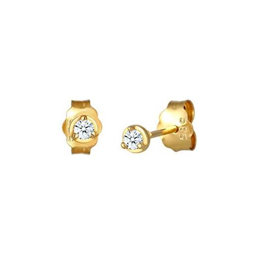 DIAMORE elli diamonds orecchini donne auricolare solitario di base prezioso con diamante (0,06 ct. ) in oro giallo 585