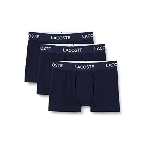 Lacoste 5h7686 boxer intimo, navy blue, xl (pacco da 3) uomo