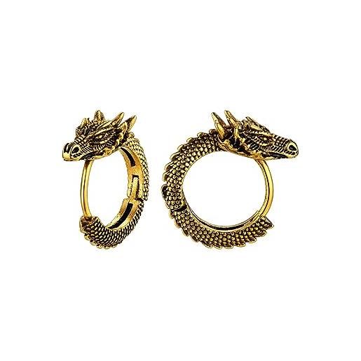 Richsteel orecchini gioielli in oro da uomo, cerchi di drago, 2 pezzi, diametro 11,3 mm
