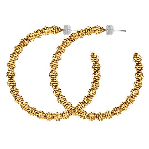 Gold. Chic jewelry orecchini a cerchio da donna carini in oro, anelli per orecchini medi da 50 mm per ragazze