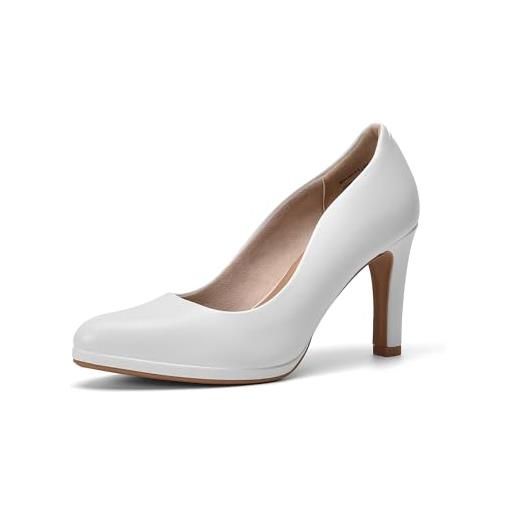 DREAM PAIRS donna tacco scarpe eleganti con alto comodo salone tacchi alti classici per con piattaforme per lavoro aziendali bianco-pu sdpu2441w-e taglia 37 (eur)