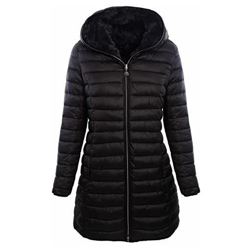 Toocool - piumino donna giaccone pelliccia reversibile double face parka j81161a [m, nero]