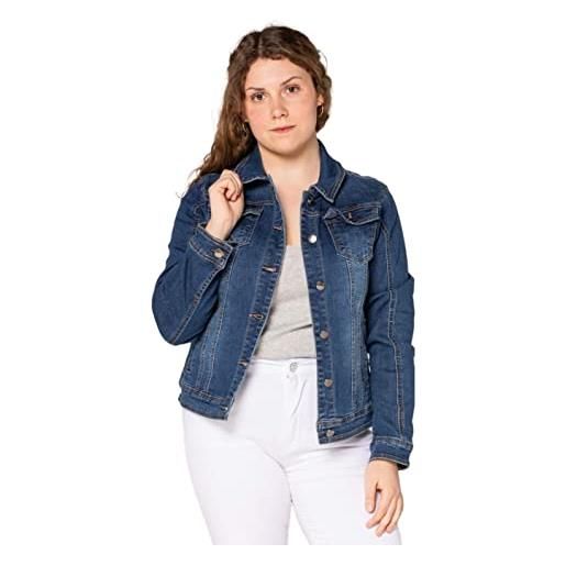 Simply Chic giacca di jeans da donna, taglie grandi (l-4xl) per le mezze stagioni, effetto lavaggio, plus size, blu scuro (h203-1), xl plus