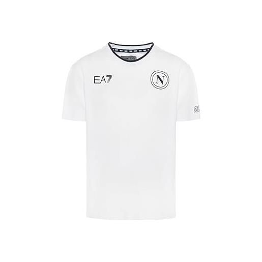SSC NAPOLI t-shirt rappresentanza bambino bianca, ea7, prodotto ufficiale, logo sscn, mezze maniche, 6 anni