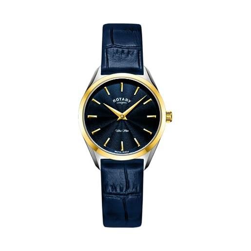 Rotary orologio quarzo donna, misura cassa 27.00mm con quadrante blu analogico e cinturino blu in cinturino in pelle ls08011/05