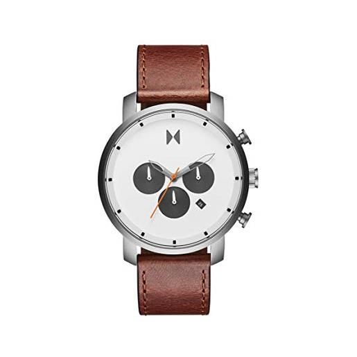 MVMT orologio con cronografo al quarzo da uomo collezione chrono con cinturino in ceramica, pelle o acciaio inossidabile nero/bianco (black/white)