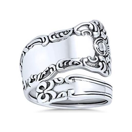Bling Jewelry anello a fascia con cucchiaio bypassato di boho per le donne per gli uomini argento sterling 925 ossidato regolabile