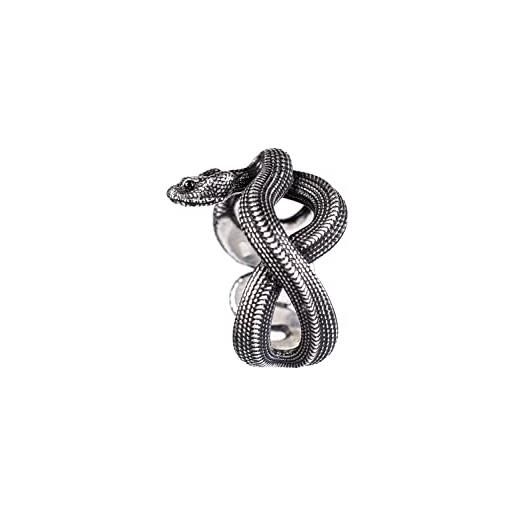 COPPERTIST.WU anelli serpente, anello aperto serpente intarsiato zircone, gioielli estetici gotici vintage丨argento 925 ossidato
