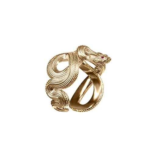 COPPERTIST.WU anello serpente oro 18k vermeil per uomo donna, anello vipera aperto regolabile con occhi color rubino con confezione regalo(17mm)