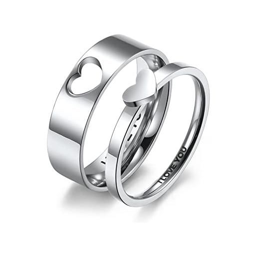 Gilieyer anelli di promessa abbinati per coppie, i love you set di fedi nuziali di fidanzamento per lui e lei anelli in acciaio inossidabile regali per coppie (uomo taglia 11 & donna taglia 8)