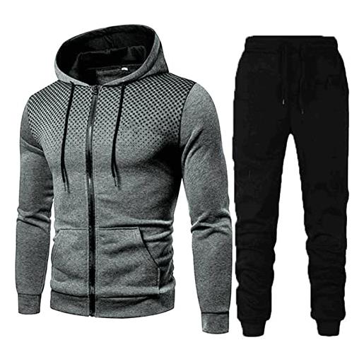 JMEDIC tute da ginnastica da calcio da dots hoodie casual sport e sweatshirt winter men suits & set taglie forti 4xl giacca completo tute felpate (grey, l)