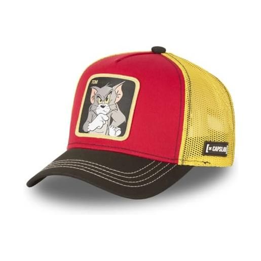 Capslab tom red black yellow tom and jerry trucker cap - one-size