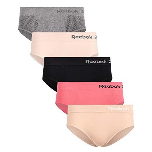 Reebok womens seamless hipster panties 5-pack (medium, black/nude/hot pink/rose pink/grey)