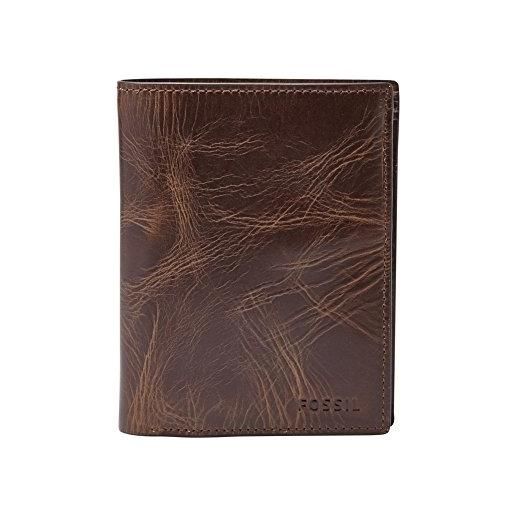 Fossil derrick set di portafogli in pelle o poliestere per uomo, 10 cm l x 2.5 cm w x 13 cm h, marrone cacao