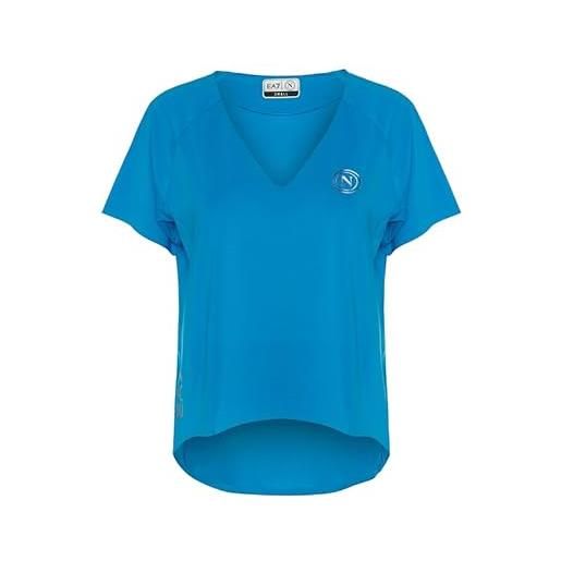 Ssc napoli t-shirt donna azzurro, ea7, prodotto ufficiale, logo sscn, linea donna, m