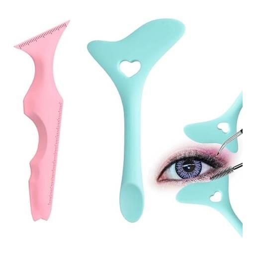Hyxodjy 2 pezzi silicone eyeliner stencil, stencil eyeliner occhi in silicone, stencil per eyeliner occhi riutilizzabili eyeliner stencil in silicone per principianti strumento multiuso (rose, bleu)