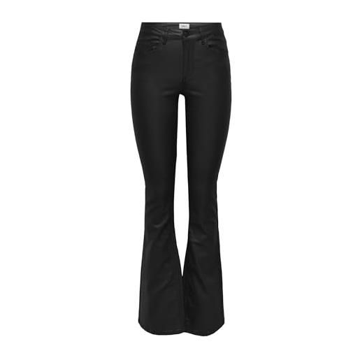 Only onlblush life mid flared coated pnt noos pantaloni, nero, (xl) w x 34l donna