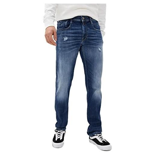 Replay anbass invecchiato jeans, 009 blu medio, w30 / l34 uomo