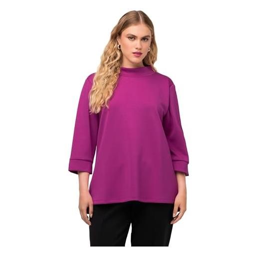 Ulla popken felpa con colletto alto maglia di tuta, nero, 52-54 donna