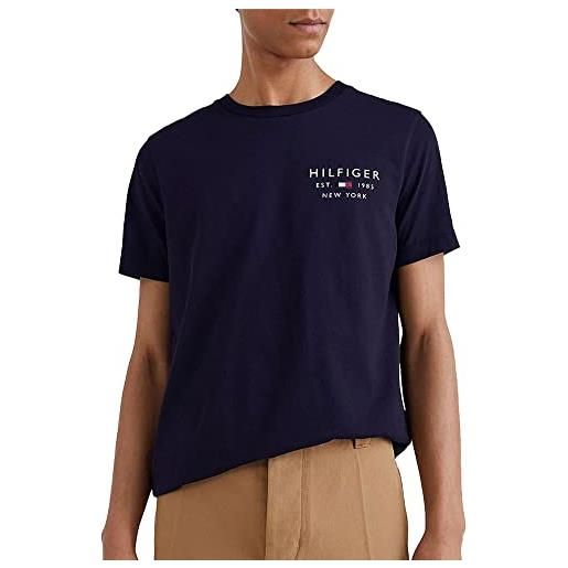 Tommy Hilfiger t-shirt maniche corte uomo brand love slim fit, blu (desert sky), xl
