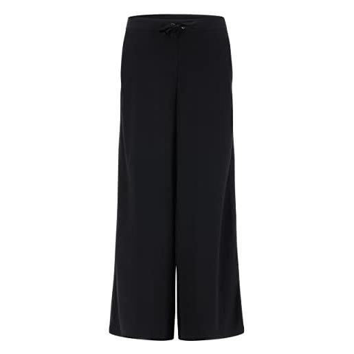FREDDY - pantaloni palazzo in lino viscosa coulisse e piping laterale, donna, nero, medium