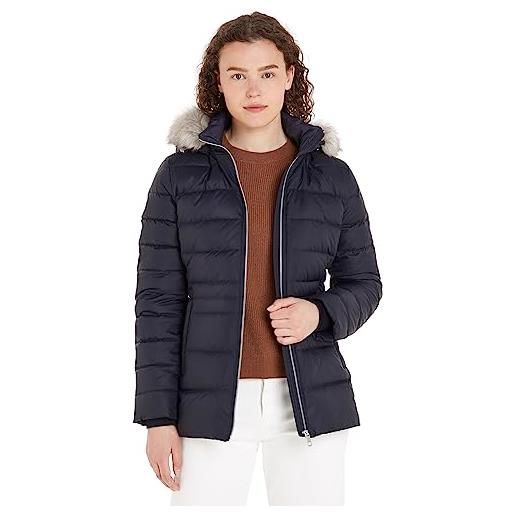 Tommy Hilfiger piumino donna down jacket with fur invernale, rosso (rouge), m