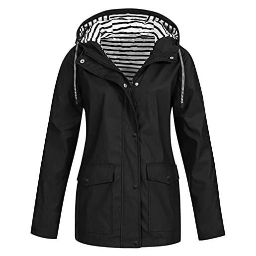 Keerlonno giacca antipioggia donna cappotto antivento impermeabile giacca antipioggia a vento cappuccio viaggi leggera corsa giacca elegante zip giacche sportiva con tasche giacca campeggio