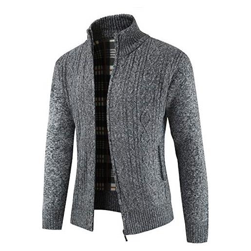 AKPAIA cardigan da uomo ispessito con collo alla coreana moda manica lunga con cerniera street trend cappotto cardigan casual versatile e confortevole 3xl