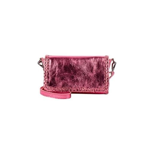 MAHISHA metallica, borsa a mano in pelle metallizzata donna, colore: rosa