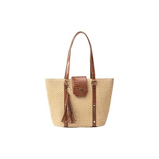 isha, shopper bag donna, bianco beige