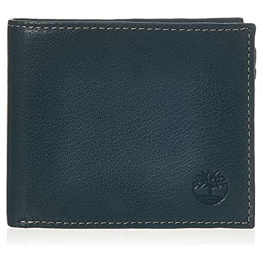 Timberland men's leather wallet with attached flip pocket, navy (blix), one size
