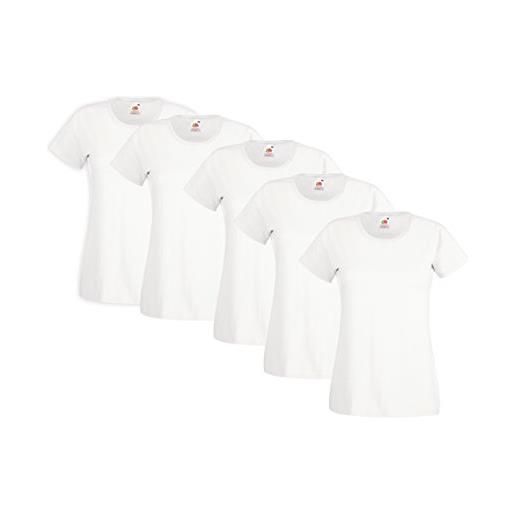Fruit of the Loom valueweight t-shirt, bianco (bianco), medium (taglia produttore: m) (pacco da 5) donna