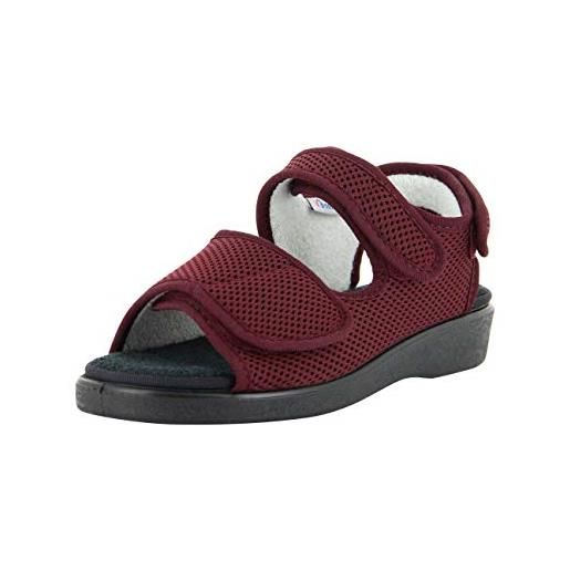 VAROMED - sandali da donna e uomo, con velcro, unisex, per adulti, rosso (bordeaux), 36 eu x-weit