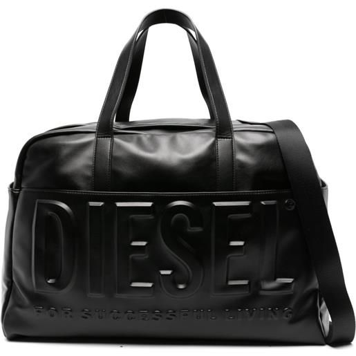 Diesel borsa tote con logo goffrato - nero