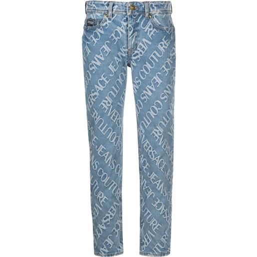 Versace Jeans Couture jeans crop melissa con logo goffrato - blu