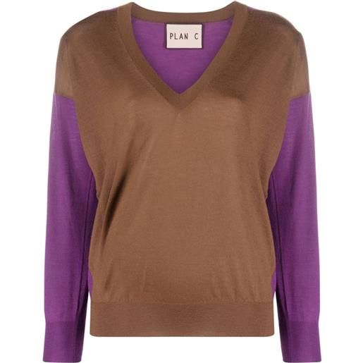 Plan C maglione con design color-block - marrone