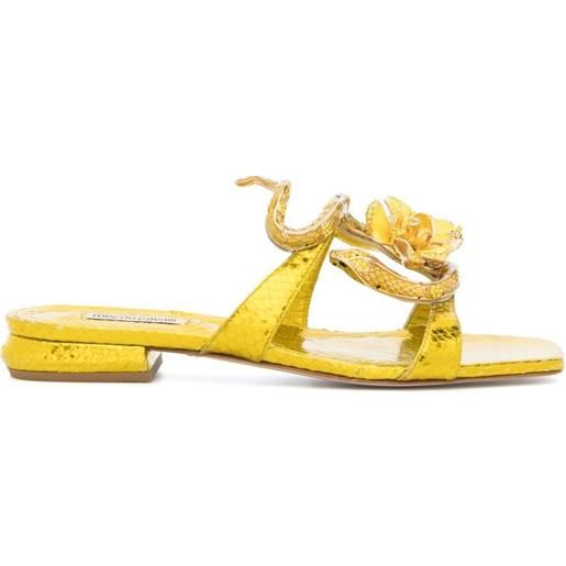 Roberto Cavalli sandali con effetto pelle di serpente - giallo