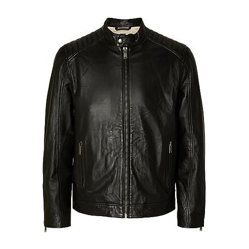 Selected Homme slhiconic racer leather jkt w noos giacca in pelle, nero, s uomo