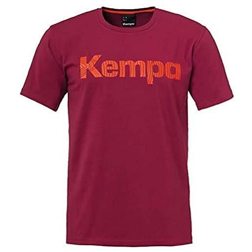 Kempa t-shirt grafica, maglietta pallamano girocollo uomo, rosso scuro, 128