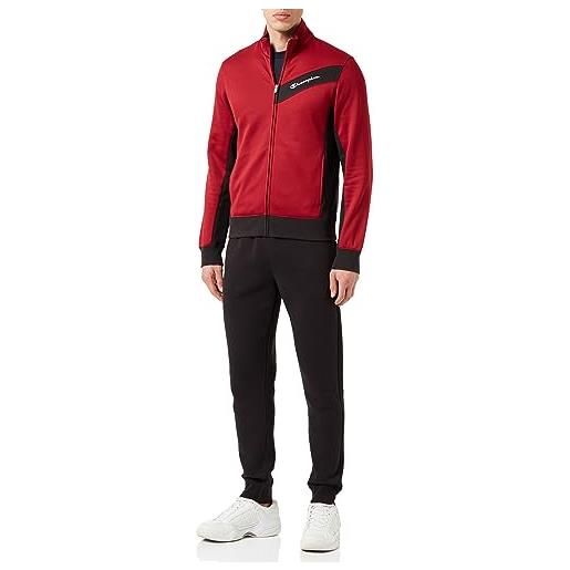 Champion legacy legacy sweatsuits - storm fleece full zip tuta sportiva, rosso scuro trd/nero, l uomo fw23