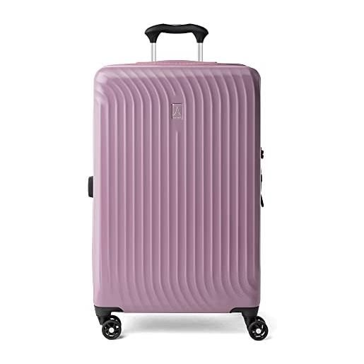 Travelpro maxlite air bagaglio a mano espandibile con lato rigido, 8 ruote piroettanti, valigia leggera in policarbonato con guscio rigido, orchidea rosa viola, media a quadretti 64 cm