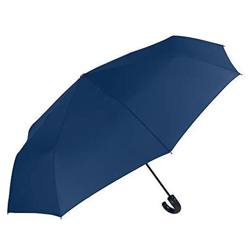 PERLETTI ombrello golf pieghevole uomo - portatile grande e antivento con manico curvo - leggero in fibra di vetro - apri e chiudi automatico - pfc free - diametro 118 cm - perletti technology (blu)