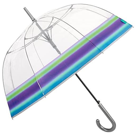 EN PERLETTI perletti ombrello trasparente con banda colorata donna - ombrello a cupola automatico - ombrello resistente in fibra di vetro - diametro 89 cm bordo rigato colore verde