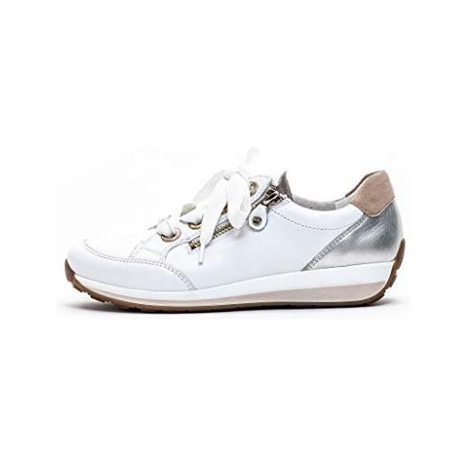 Ara osaka, scarpe da ginnastica basse donna, bianco (weiss, weissgold/camel 79), 35 eu larga