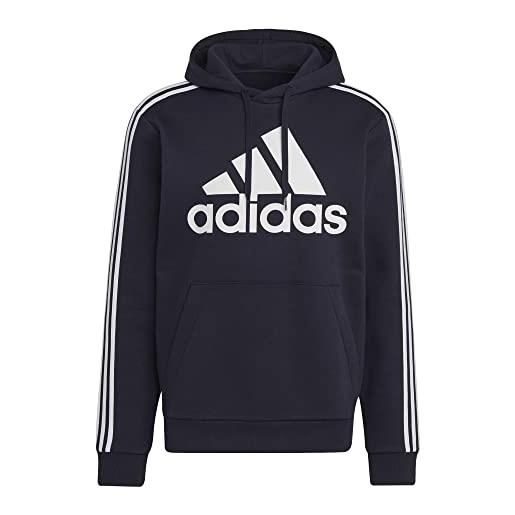 adidas essentials fleece 3-stripes logo hoodie felpa, legend ink/white, 3xl men's